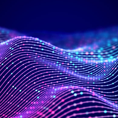 Neon purple waves on black background